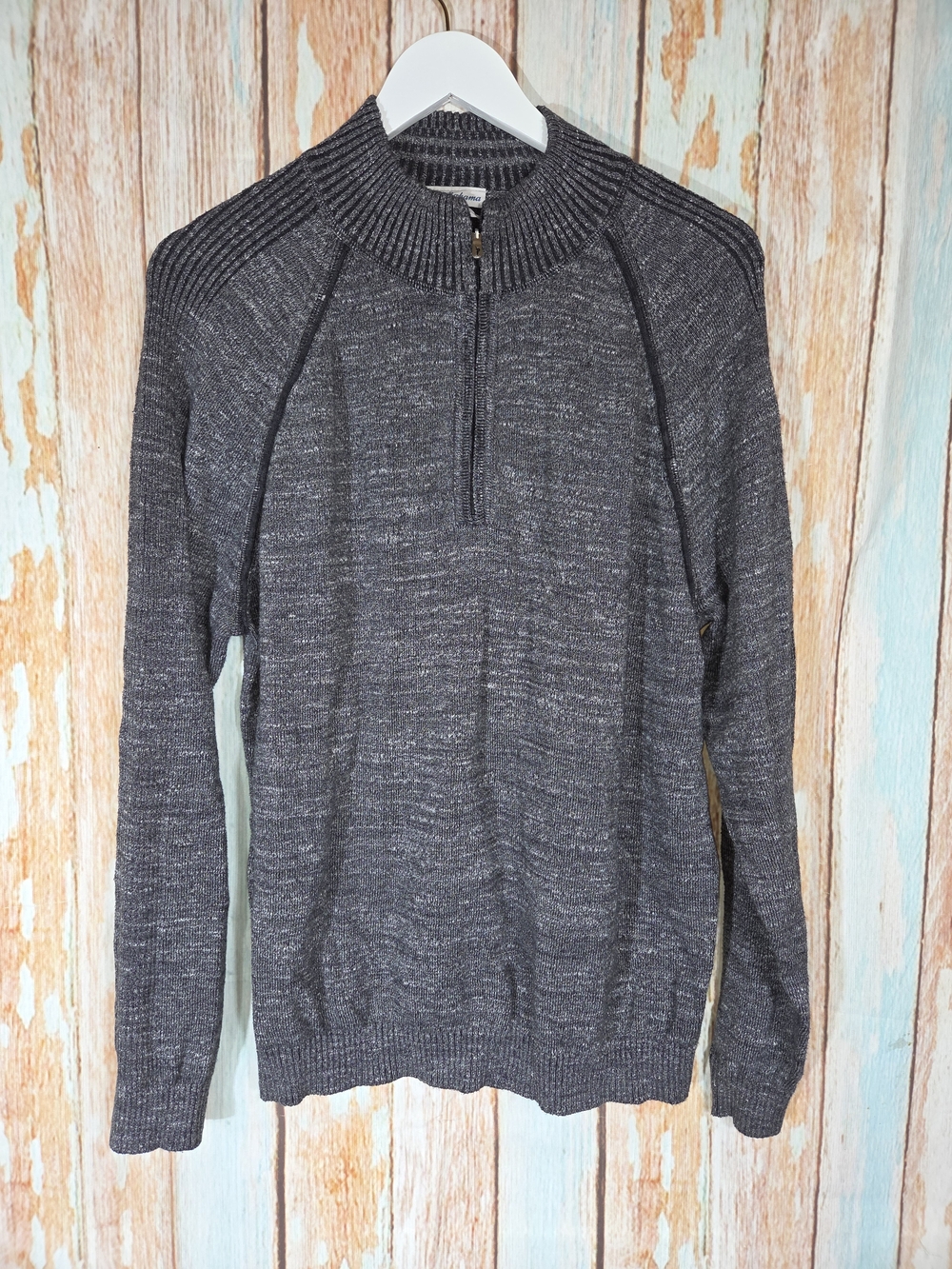 Tommy Bahama Men's Charcoal Zip-Neck Reversible Sweater. Size Large.